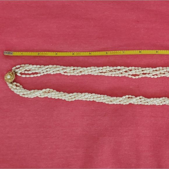 GORGEOUS Freshwater Pearl Necklace SIX Strands Hidden Flower Box Clasp - Picture 6 of 7